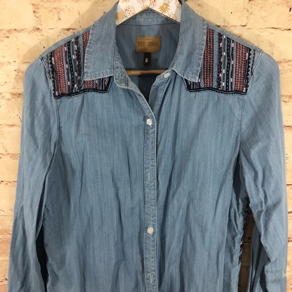 Driftwood Embroidered Button down Denim Shirt - Picture 4 of 8